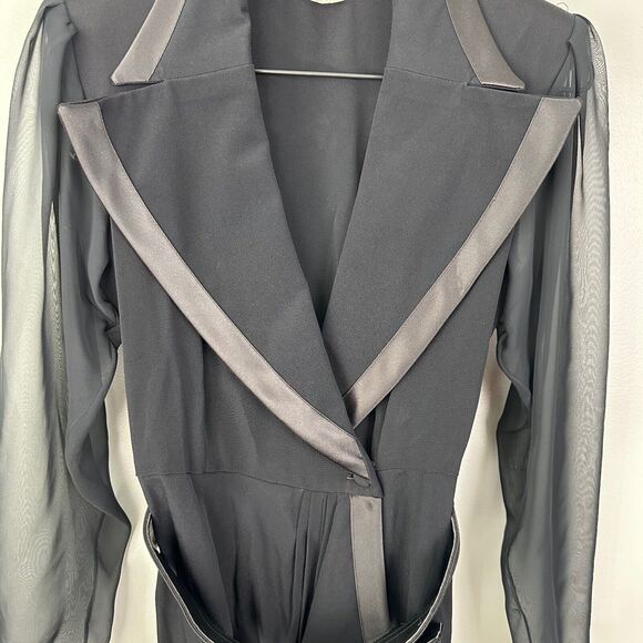 Vintage Betsy & Adam Chiffon Little Black Dress Womens 5-6 - Picture 6 of 7